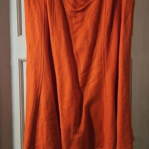 Coldwater Creek Orange Midi A-Line Skirt Ruched Casual